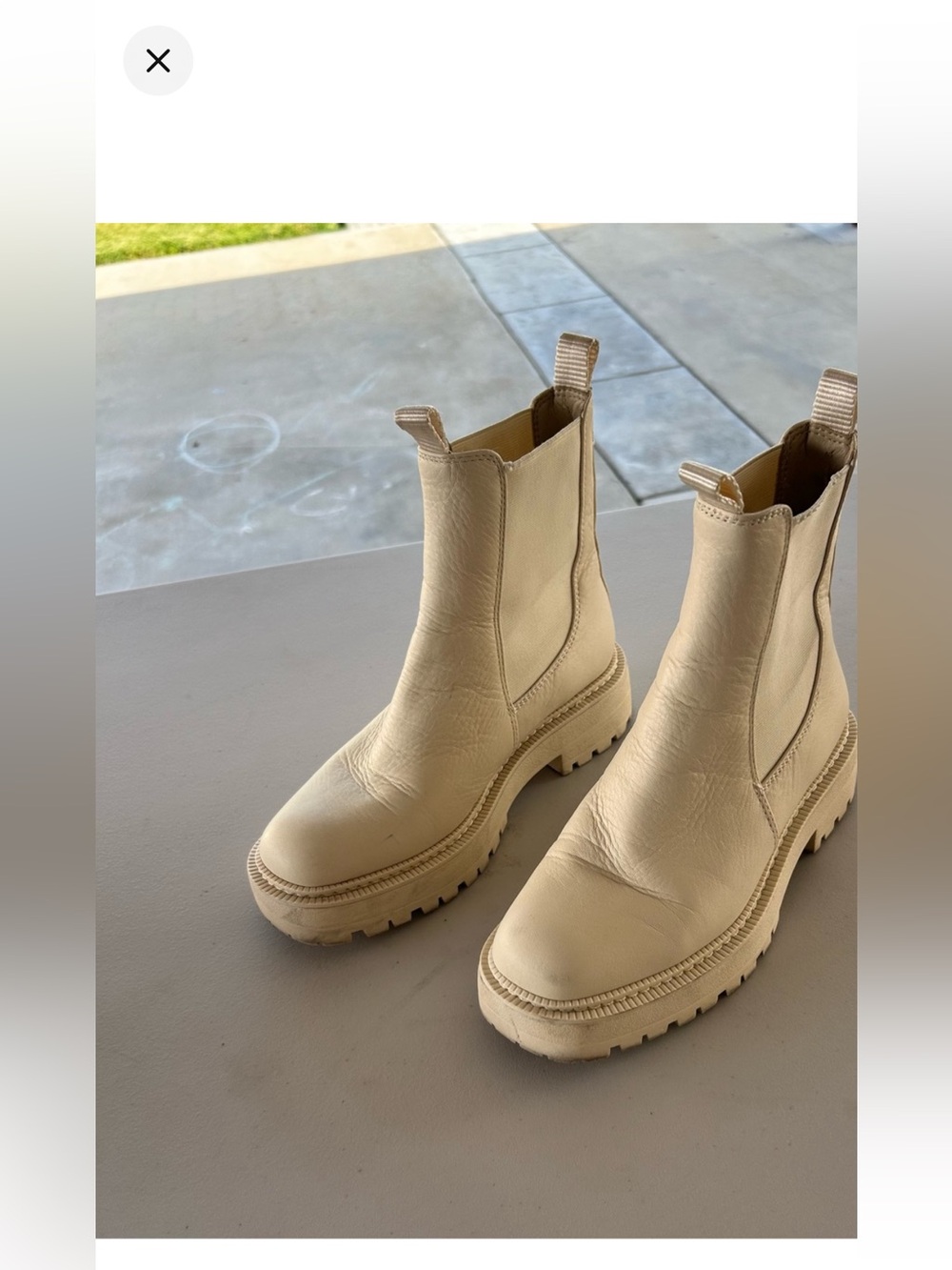 Sam Edelman Laguna Waterproof Leather Chelsea Boots Beige Size 5.5 - LIKE NEW